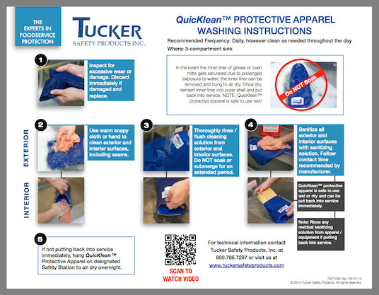 Tucker Safety Burnguard® QuicKlean™ Blue VaporGuard™ Oven Mitt - 18L